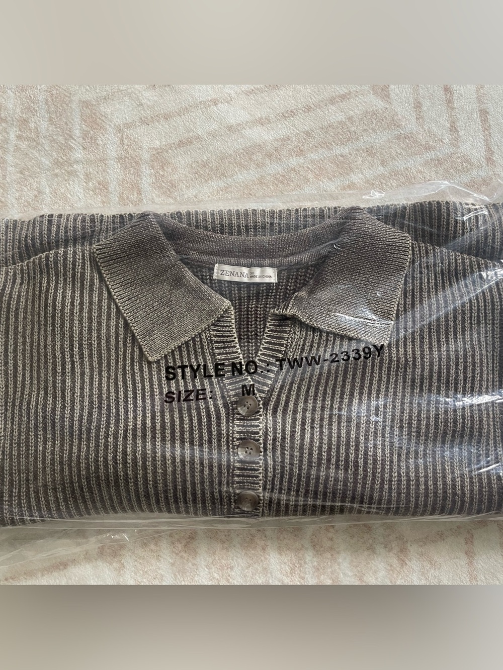 Zenana 100% Cotton Ribbed Collared Sweater - Picture 2 of 5